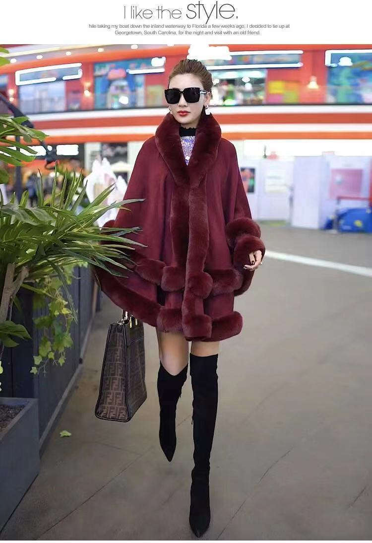 アウター フード付きポンチョ マント ボレロ ファーコート ファー 襟