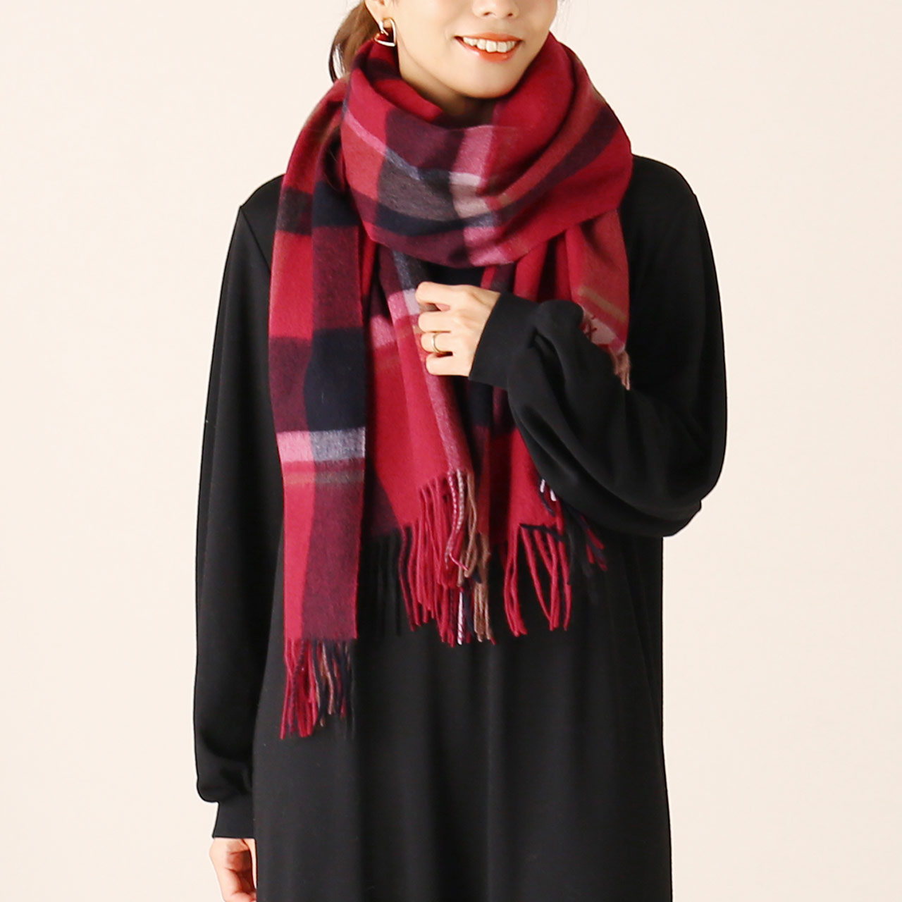 sankyo shokai（三京商会） カシミヤ100% チェック 大判 ストール