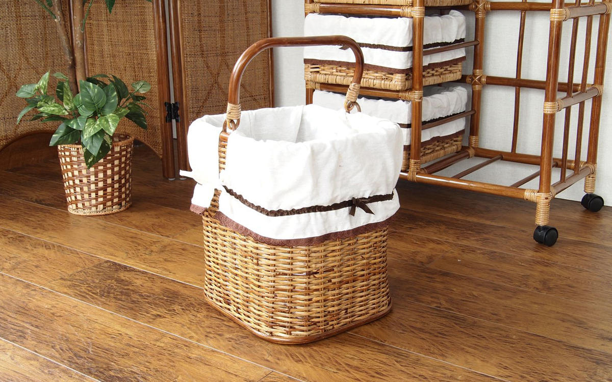 籐 ランドリーチェスト 幅70cm 3段 引出し 3杯キャスター付 ラタン製