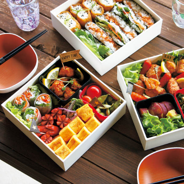 HAKOYA 弁当箱 重箱 3段 2100ml 2人 3人用 15cm 角 三段重 ホワイト