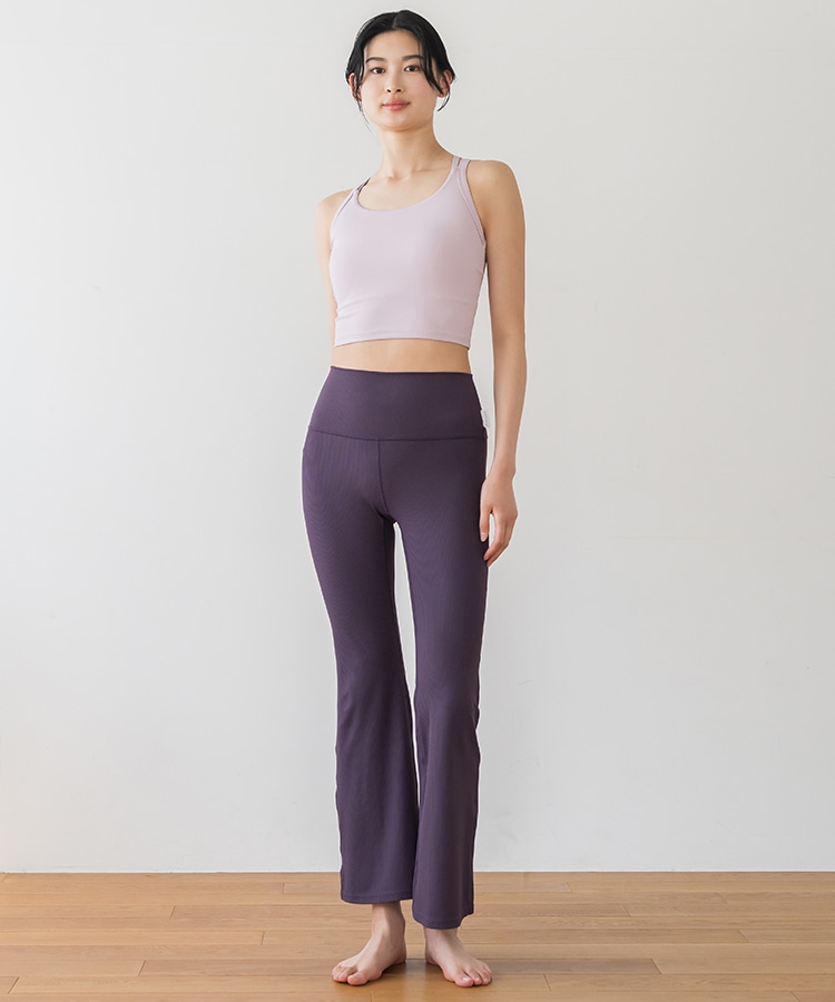 SUKALA】ベーシックリブフレアパンツ(XS・S・M・L・LLサイズ ブラック