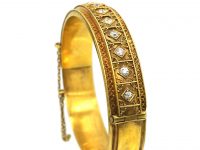 Victorian 18ct Gold & Diamond Etruscan Revival Bangle (229W) | The