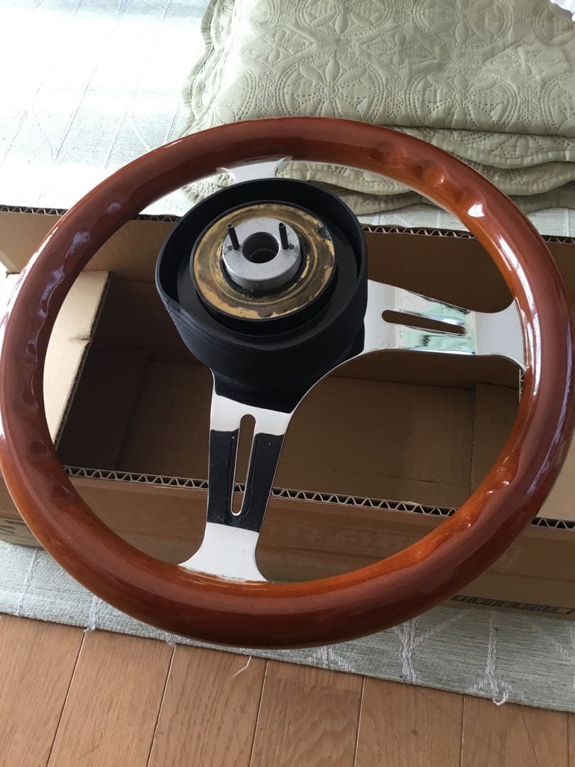 ウッド 3本スポーク ステアリング ホイール 33パイ 旧車 ハンドル