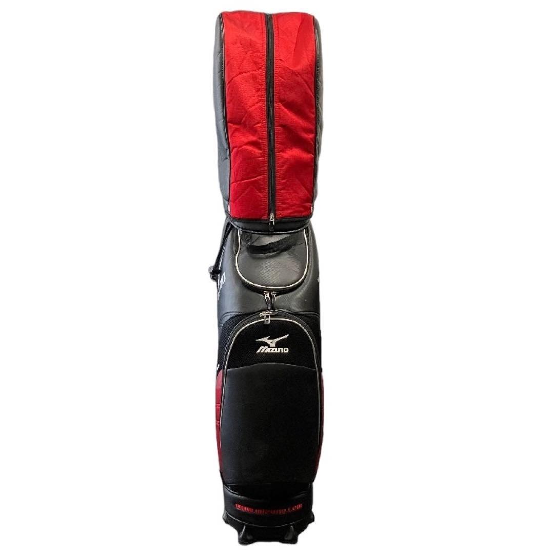 値下げ！ミズノ キャディバッグ ゴルフバッグ 黒 赤 - メルカリ