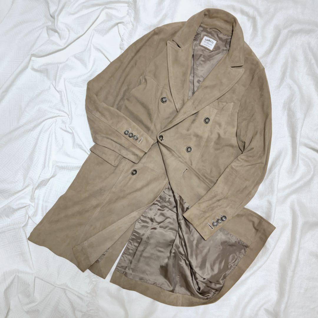 エンメティEMMETIゴートスキンレザーやぎ革ダブルチェスタートレンチコート46 エンメティEMMETIゴートスキンレザーやぎ革ダブルチェスタートレンチ