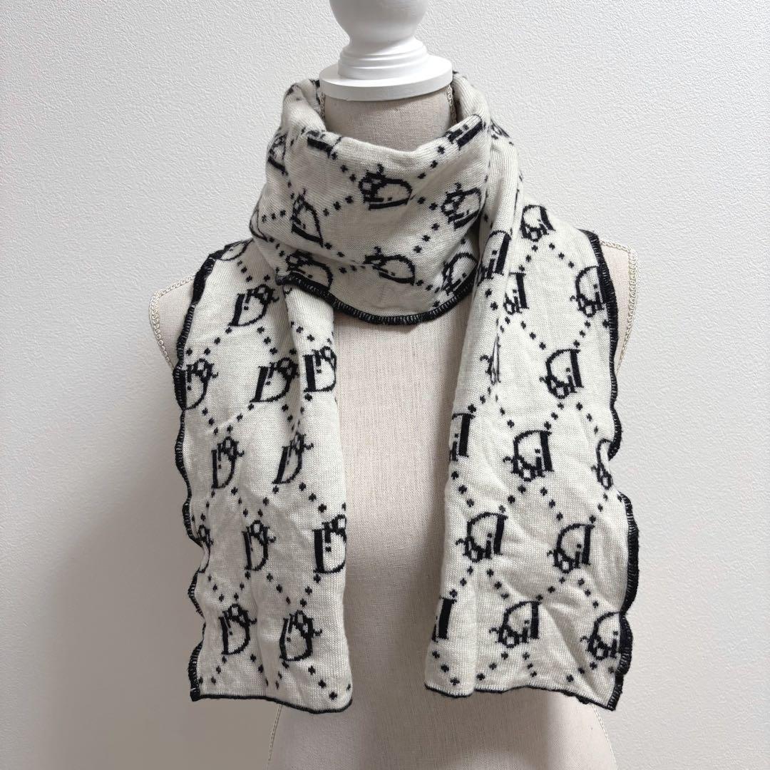 クリスチャンディオール トロッター柄 リバーシブル ウール マフラー