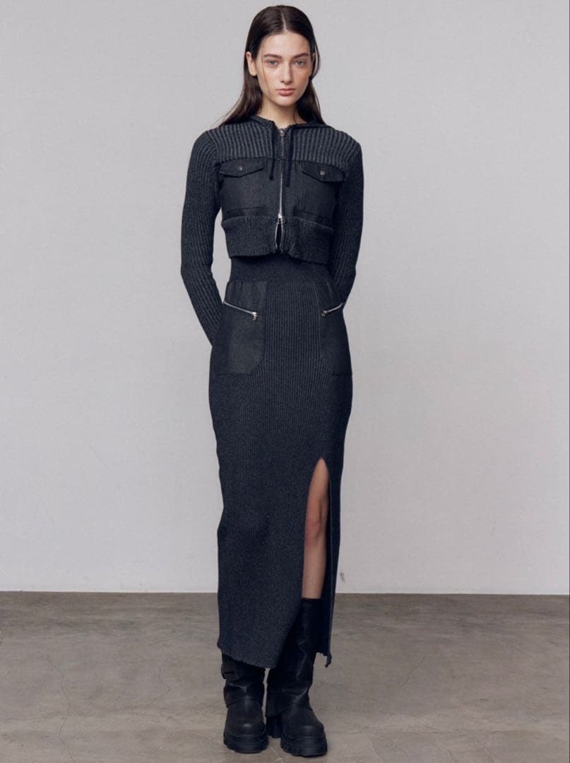 EMODA ドッキングポケットリブワンピース・ドッキングポケットニット