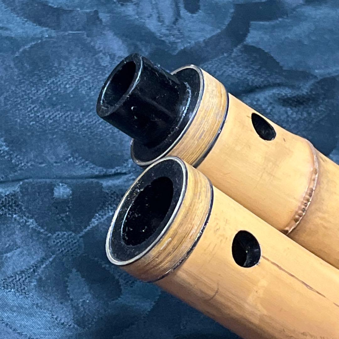 尺八 琴古流 在銘 一尺六寸管 籐巻 銀三線 【音