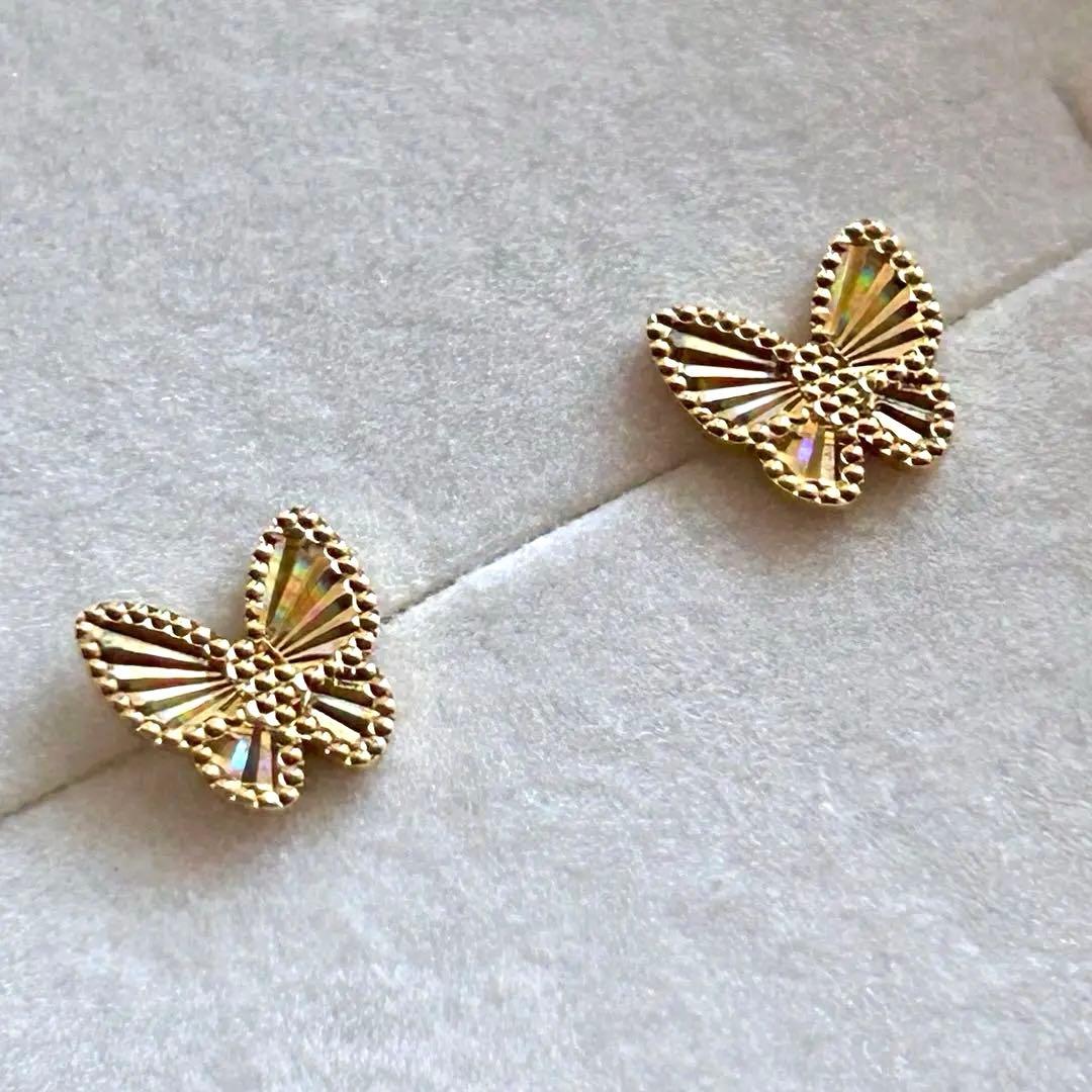 K18 バタフライ ピアス 蝶 イエローゴールド 18金 彫りデザイン 箱あり 楽天市場】【10％OFFクーポン】 地金 ピアス 蝶 ちょうちょ バタフライ