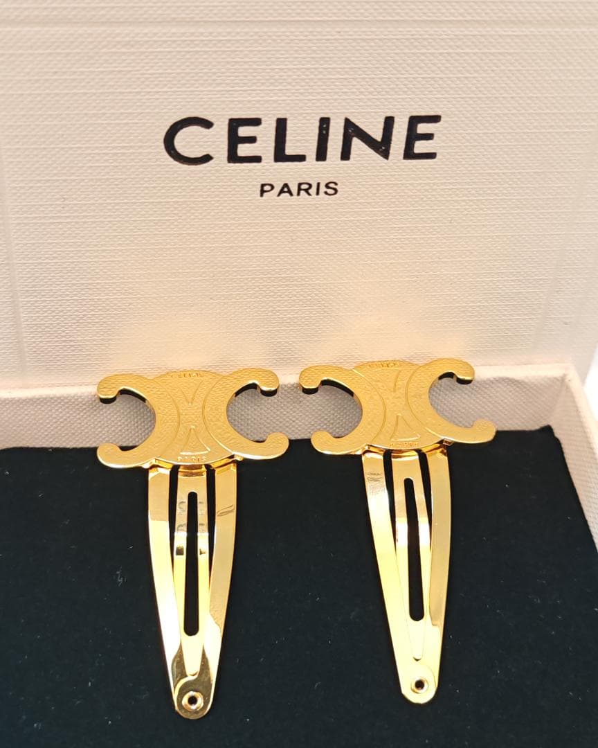 CELINE ゴールド ヘアクリップ 2個セット 楽天市場】【ｸｰﾎﾟﾝ5%OFF】セリーヌ／CELINE ”トリオンフ スナップ ヘア