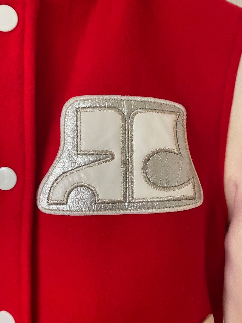 希少 クレージュ courrèges スタジャン 38size 赤