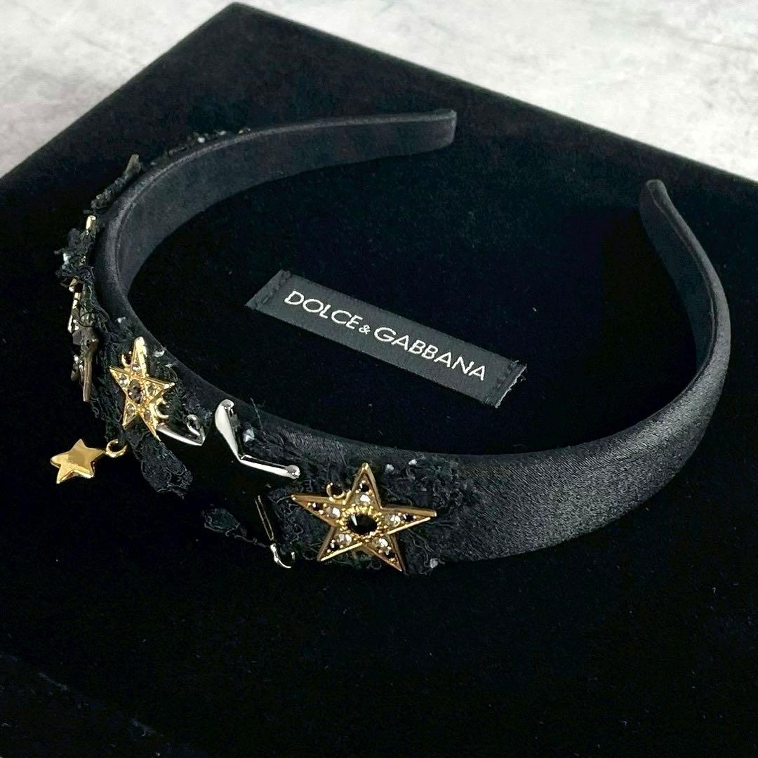 希少★ドルチェ＆ガッバーナ レース 星 カチューシャ ブラック レディース カチューシャ レース柄 幅広 レース 花柄 レディース 大人 可愛い ヘア