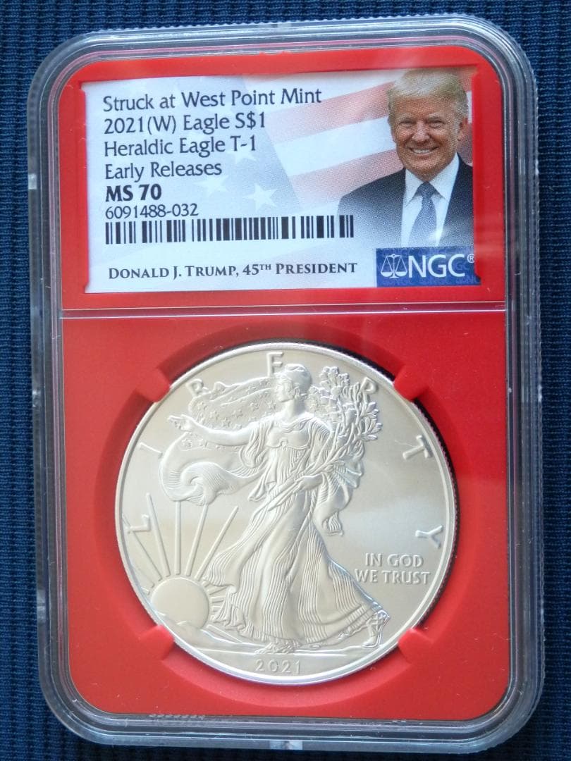 米国2021年イーグル1ドル銀貨　トランプ赤ラベル　NGC MS70ER 米国2021年イーグル1ドル銀貨 トランプ赤ラベル NGC MS70ER Releases