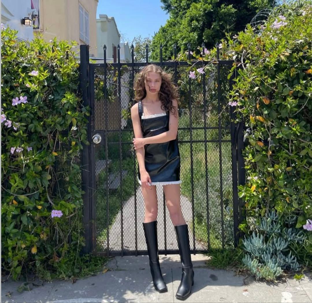 theVirgins leather square neck ops ワンピース - メルカリ