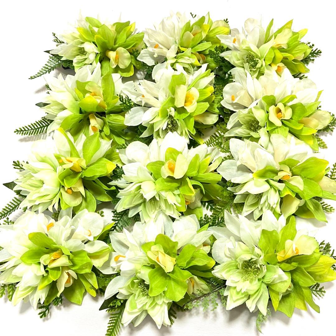 フラダンス髪飾り ヘアクリップ セルリオ＆シンビジューム グリーン