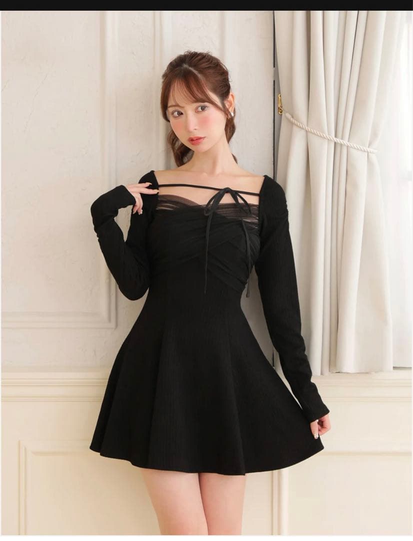 M.me.eme クロスチュールフレアミニワンピース Cross tulle flare mini onepiece(eme10736) – M me eme