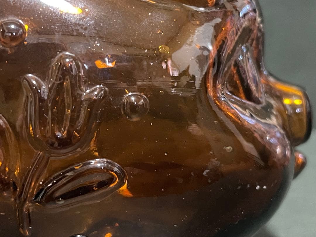 初期の台湾レア オールド ガラス クラフト ピッグ マネーボックス 2個