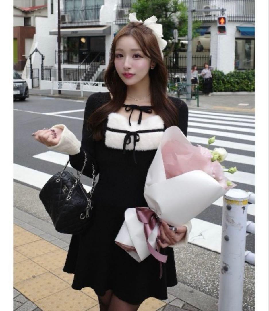 Darich リボンファーフレアニットミニワンピース　FL リボンファーフレアニットミニワンピース – Darich (ダーリッチ)