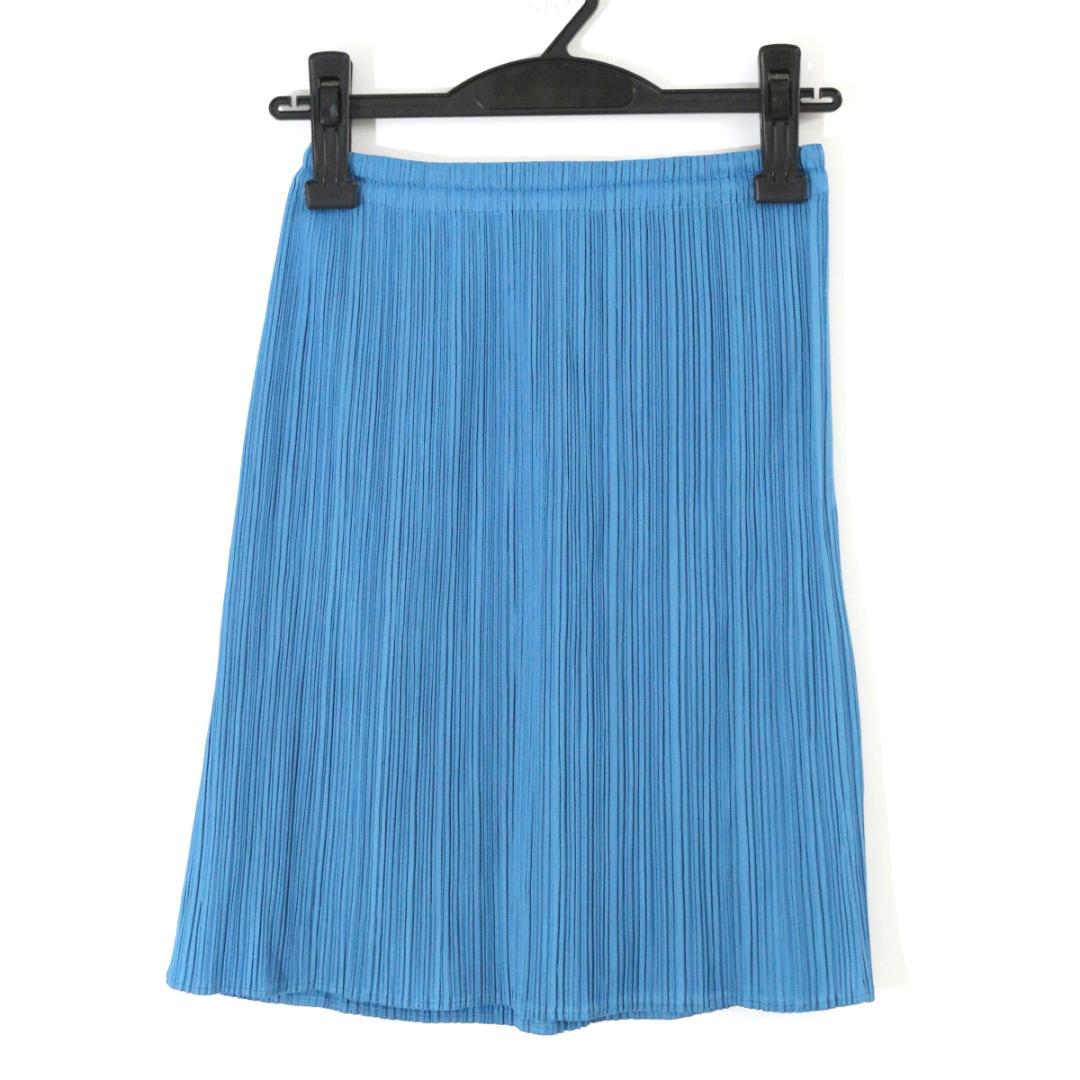 プリーツプリーズ イッセイミヤケ 95AW プリーツスカート ブルー プリーツ プリーズ イッセイ ミヤケの“塩味”着想ウェア、ブルー