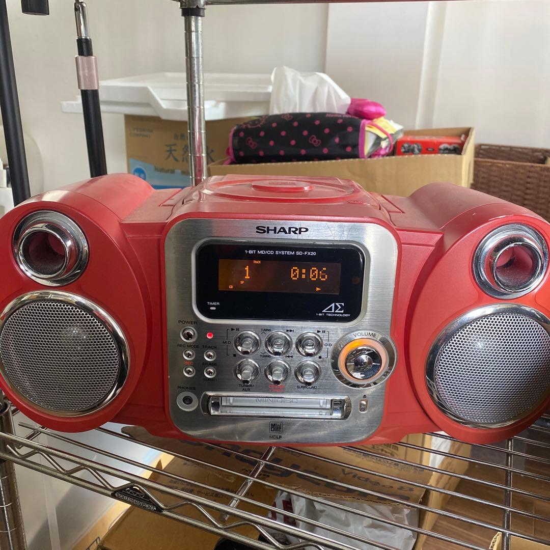 SHARP】MDコンポ CD ラジオ レトロ 赤 珍しい ヴィンテージ - メルカリ