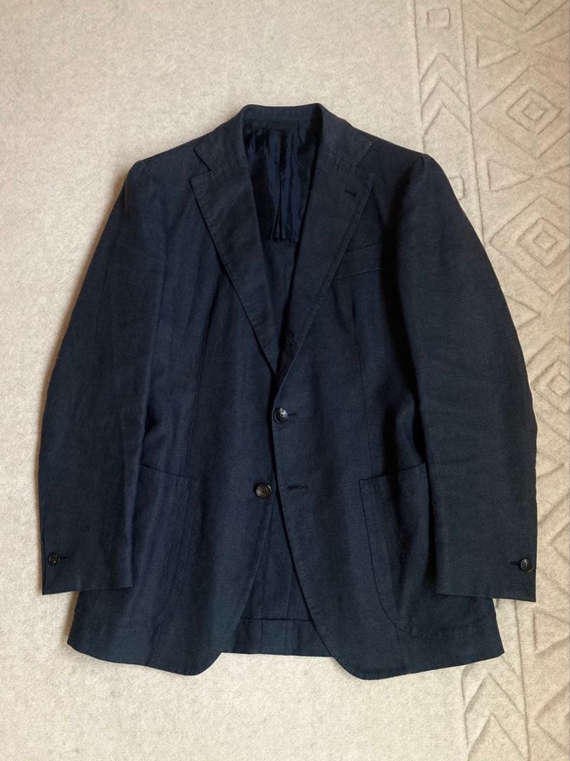 アルフォンソシリカ テーラードジャケット 44 ネイビー 麻 アルフォンソシリカ テーラードジャケット 44 ネイビー 麻