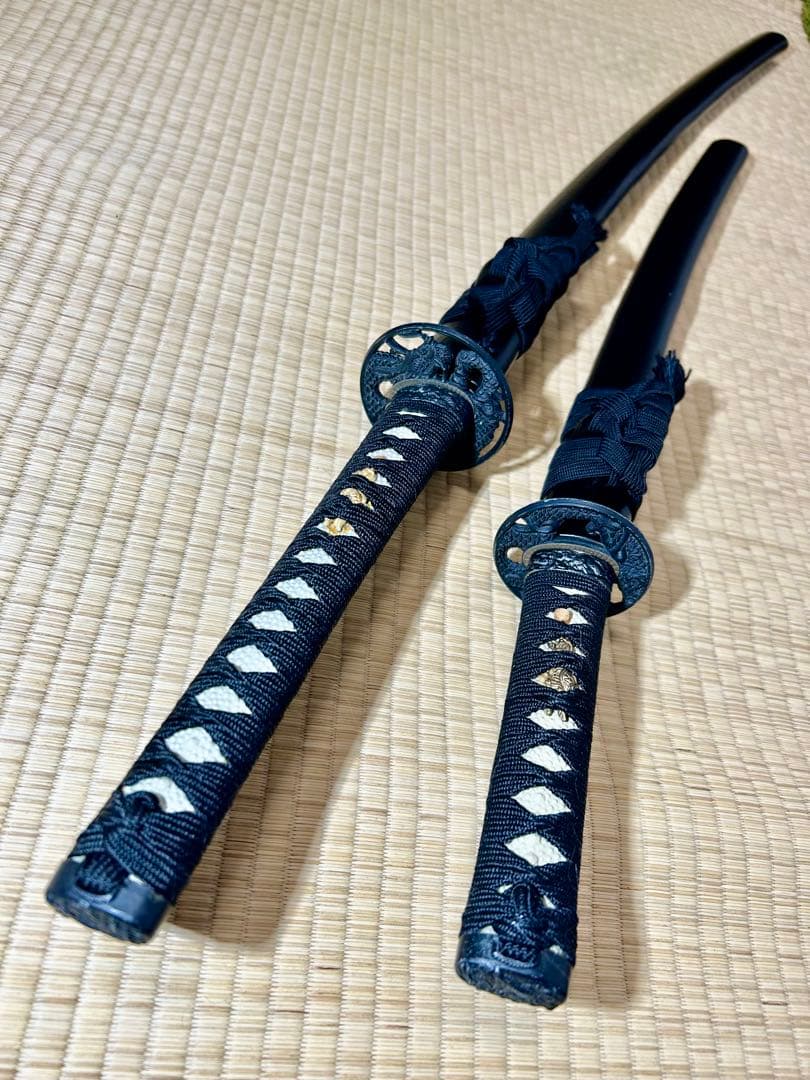 模造刀 太刀 脇差し 2本セット！ ※刀身に樋あり（バラ売り不可）【M02】
