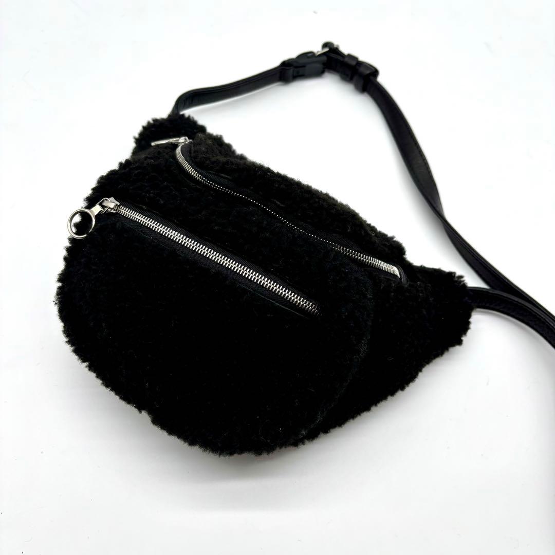 極美品✨ AETA ディアスキン ムートン ウエスト バッグ ブラック Aeta/DEER LEATHER WAIST POUCH S (SHEEP MOUTON)