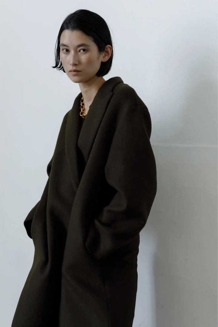 neau Peaked lapel long coat ロングコート グリーン Peaked lapel long coat (-forest green-) – NEAU