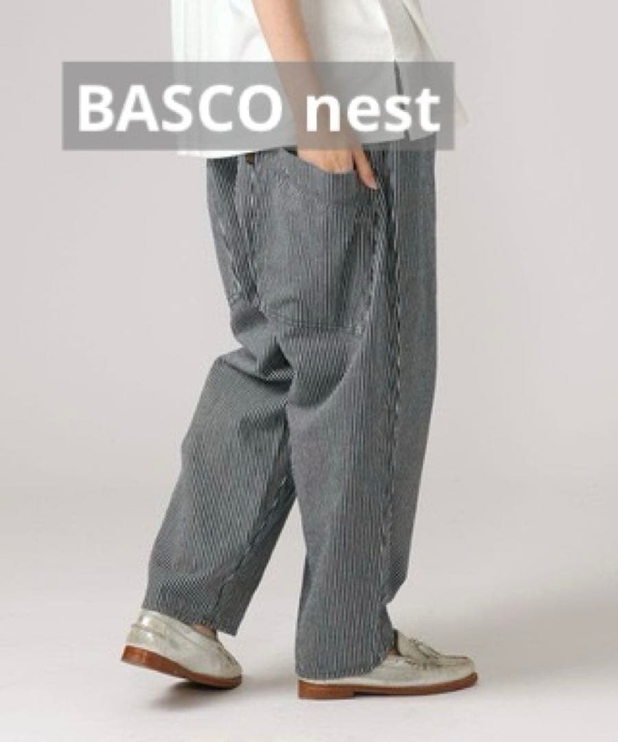 BASCO nest バスコ マオパンツロングヒッコリー ビッグポケットパンツ マオパンツロングヒッコリー ロング丈の後ろビッグポケットパンツ/ITEM