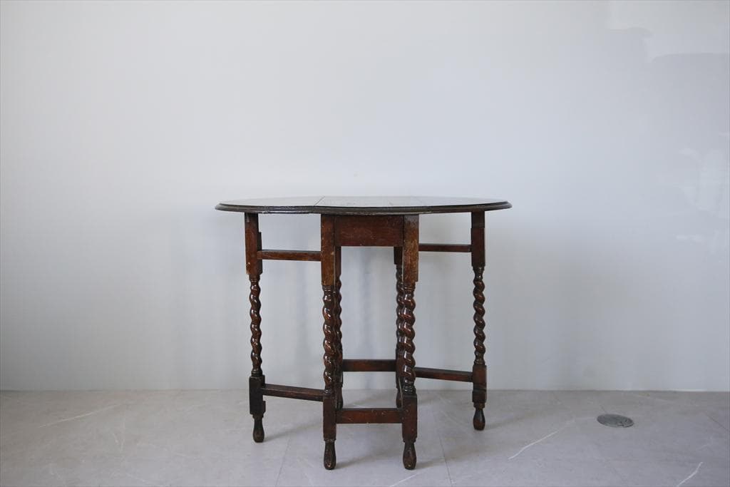 英国アンティーク木製ゲートレッグテーブル⁄ダイニング机バタフライ(89