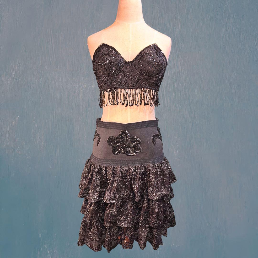 [80s日本製] BAZOOKA GIRL スパンコールセットアップ 美品 M