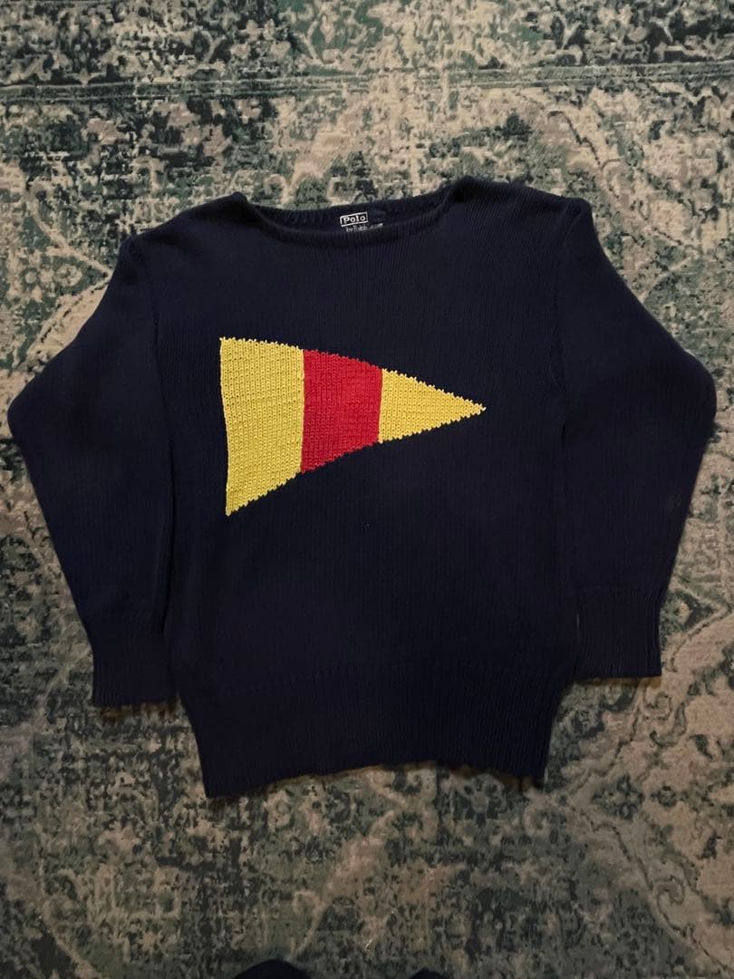 希少 90s Polo by Ralph Lauren 国際信号旗コットンニット 90s polo by ralph lauren 星条旗 コットンニット M - メルカリ