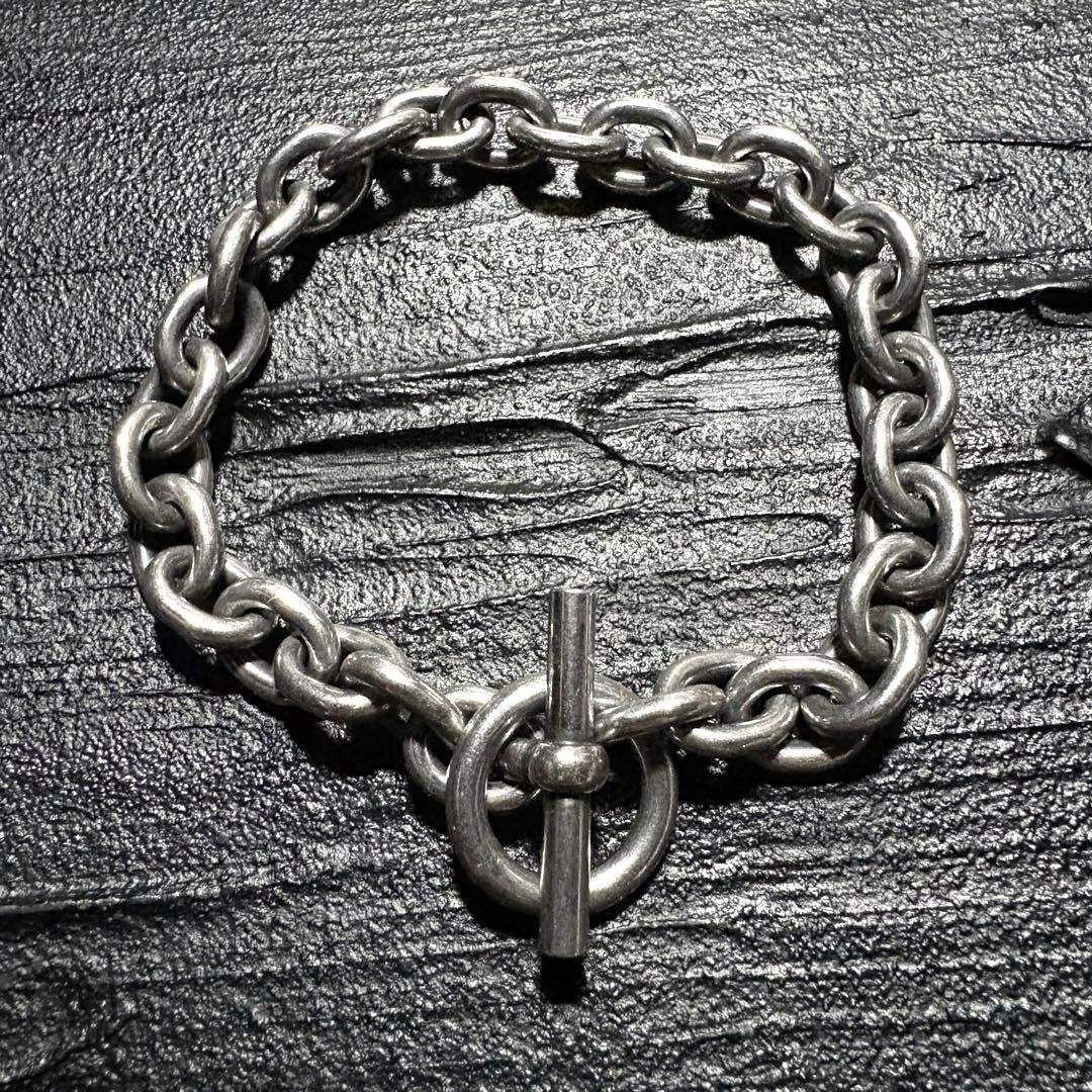 アクセサリー Vintage Silver Toggle Chain Bracelet 925 Vintage Silver Round Chain bracelet Toggle Clasp T-bar End 925