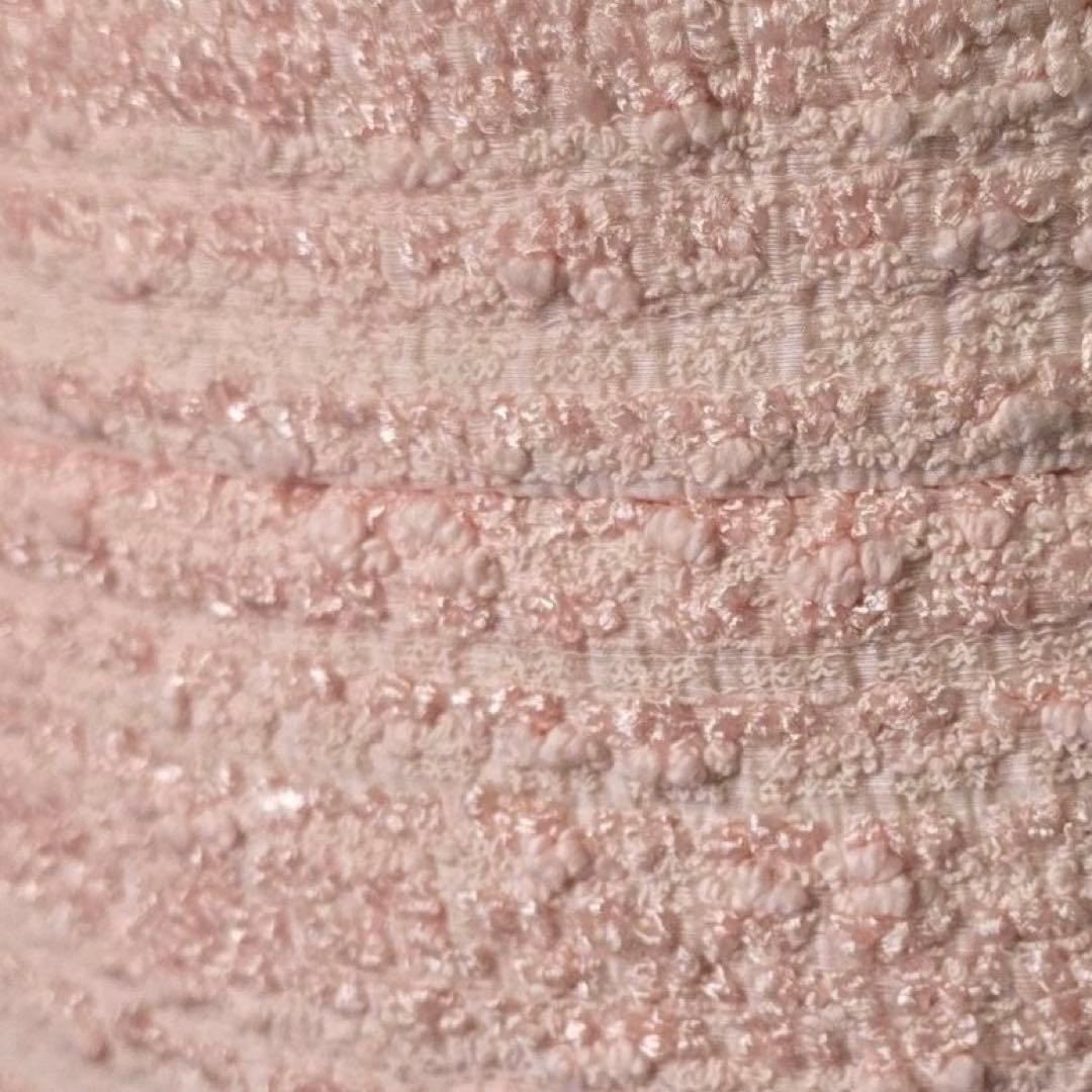 イタリア製 定価6万 ファンシーツイード桃色ピーチピンク美形お膝丈