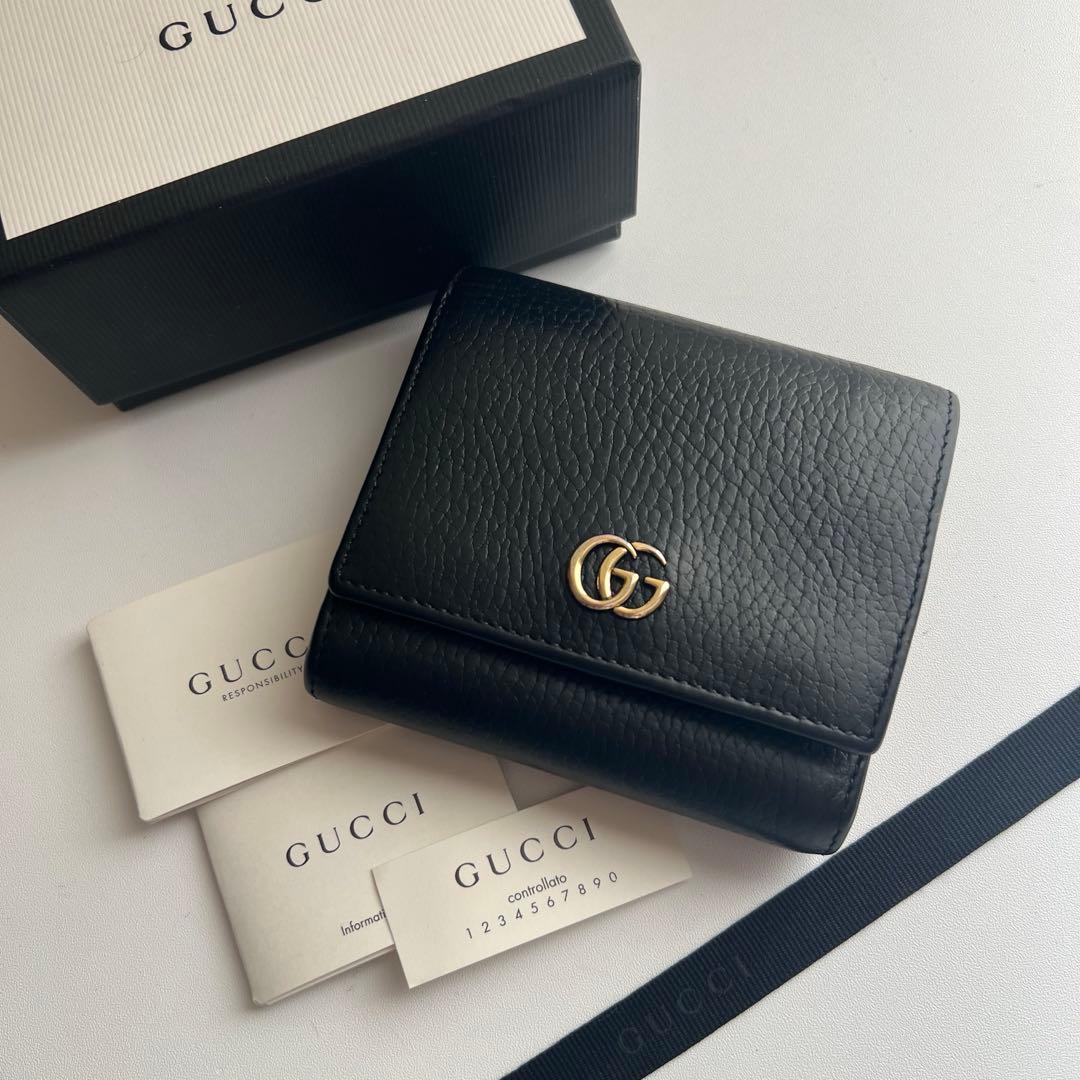 10 極上美品 GUCCI グッチ マーモント 2つ折り財布 グッチ 財布 希少モデル【鑑定済】GUCCI 二つ折り財布 マーモント