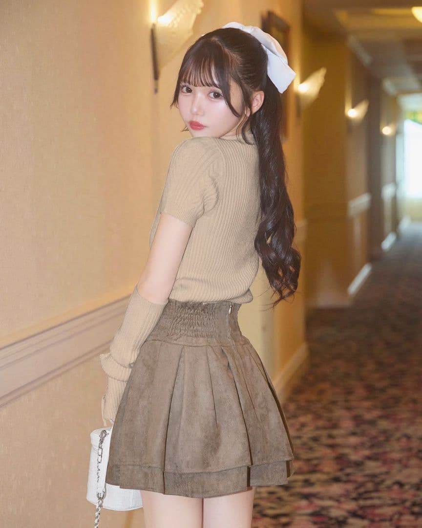 ミシェルマカロン スエード美脚スカート XSサイズ モカベージュ - メルカリ