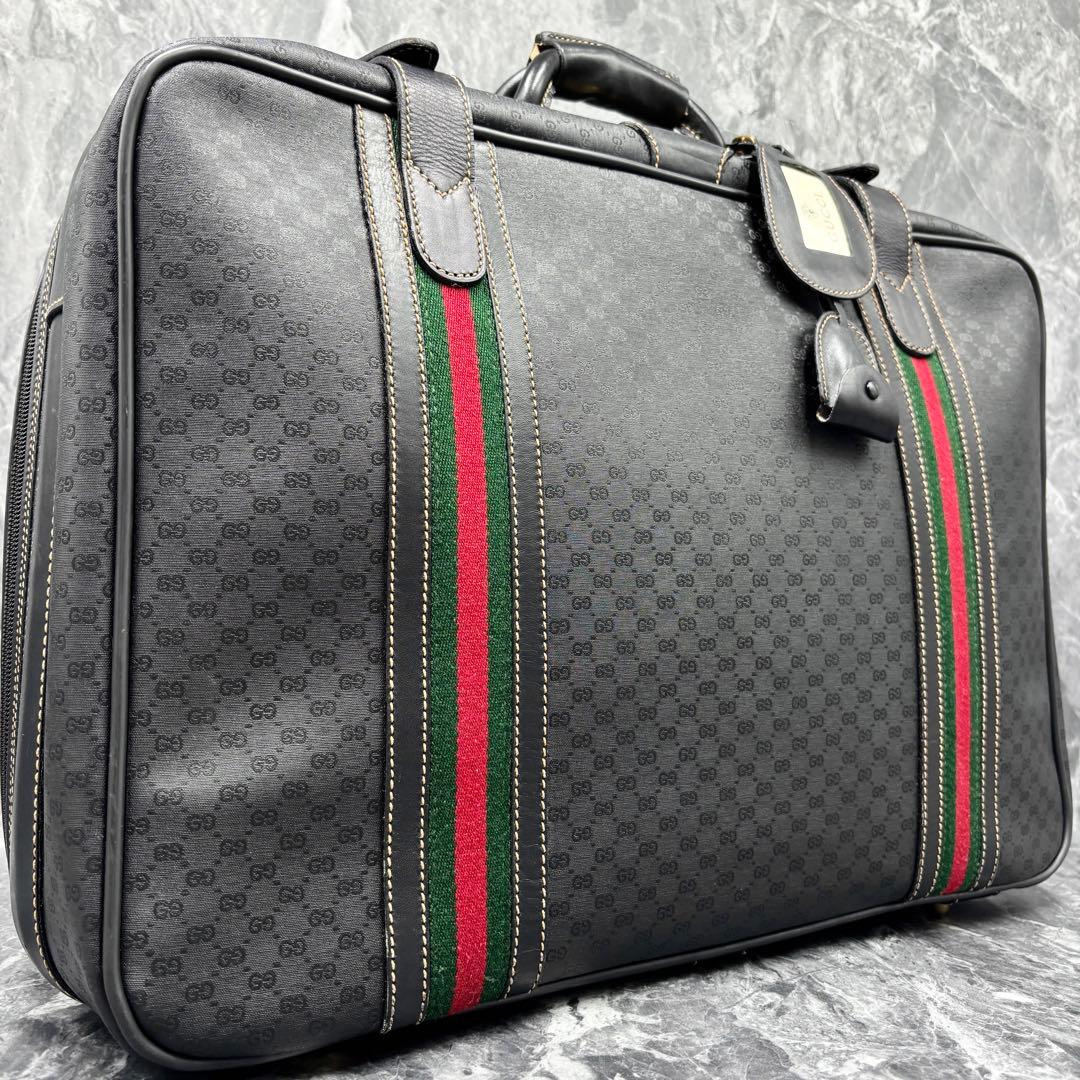 ✨極美品✨GUCCI シェリーライン GG 黒 ブラック ボストンバッグ レザー 極希少 グッチ GUCCI ボストンバッグ スエード シェリーライン 黒 本革