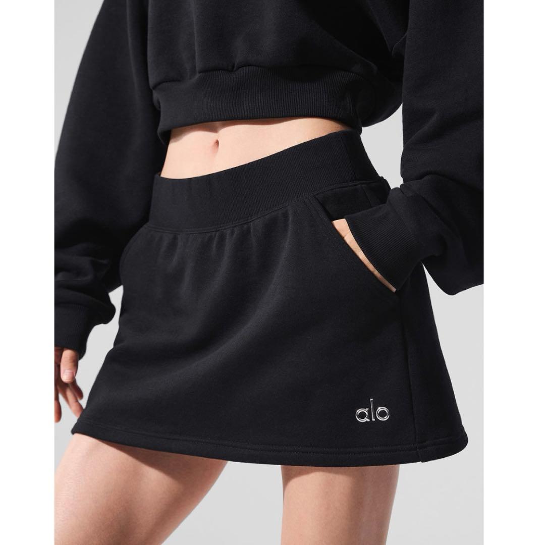 Alo yoga テニス ゴルフ スカート 黒 ブラック スポーツ レディース