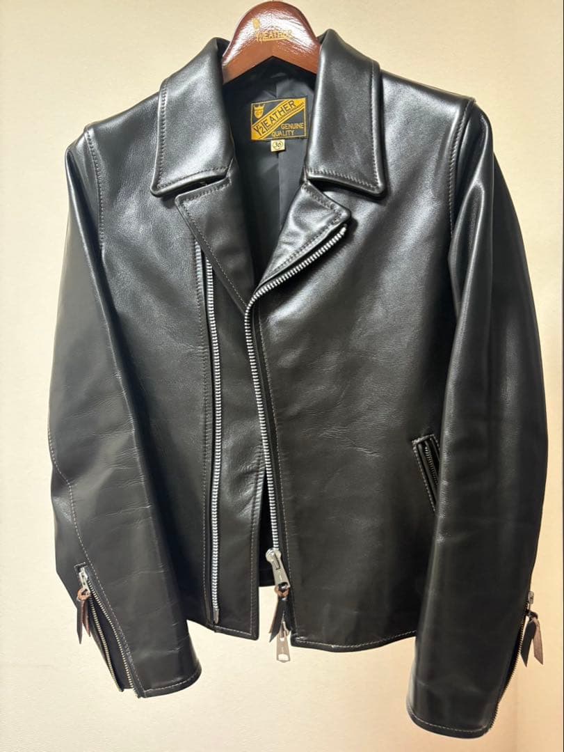 Y2 LEATHER ブラック レザーシングルライダース【美品】 Y'2 LEATHER ワイツーレザー SUMI DYED HORSE SINGLE RIDERS スミ