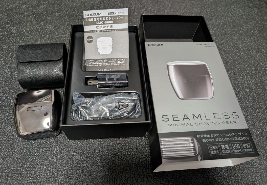 美品 KOIZUMI KMC-0800/H メンズ電気シェーバー グレー USB充電5枚刃シェーバー コイズミ グレー KMC-0800/H [5枚刃