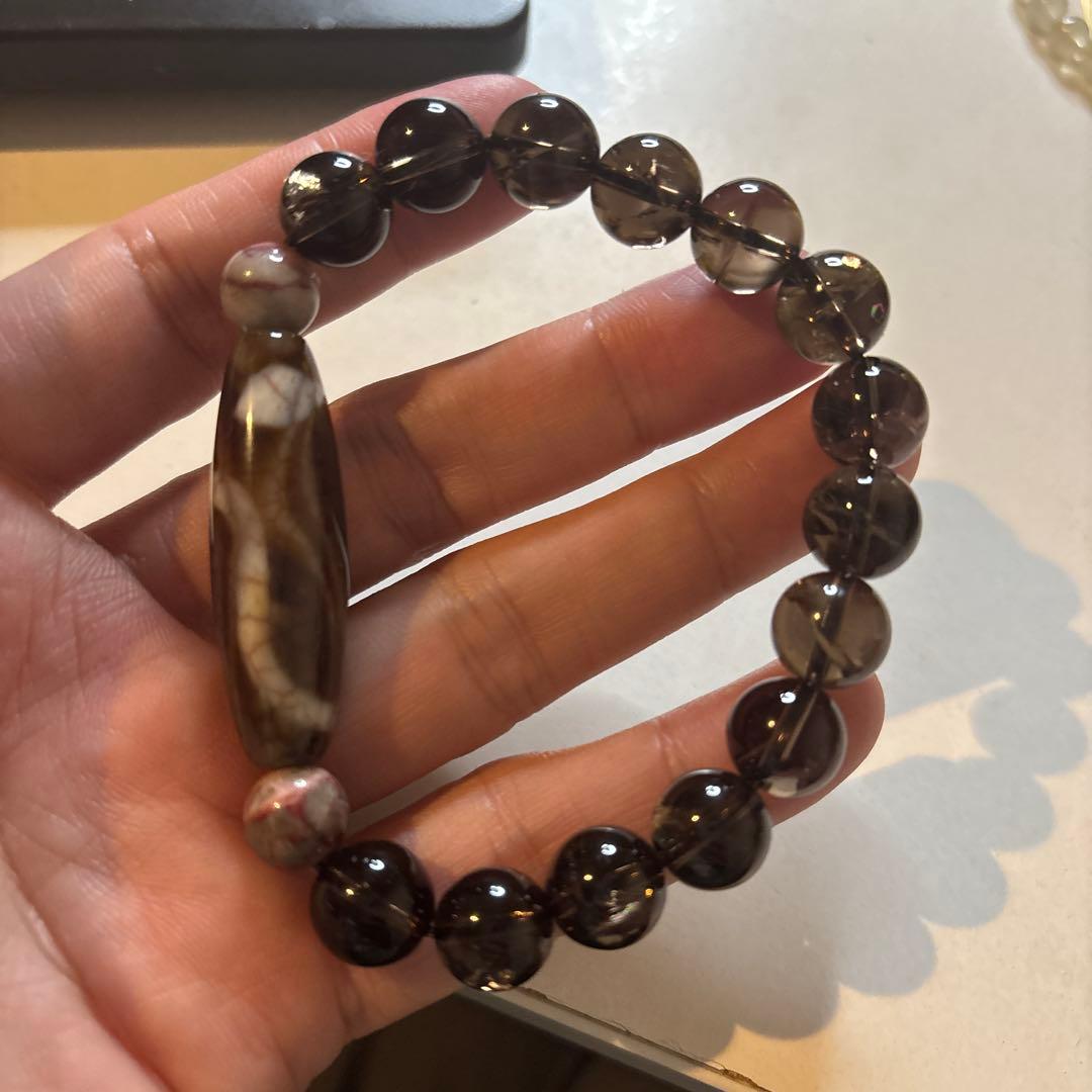 これはすっごい天珠たん！弁財天白蛇天珠！すっごい天珠！ 弁財天天珠 白蛇天珠 瑪瑙 天然石 ブレスレット | ほしブレス