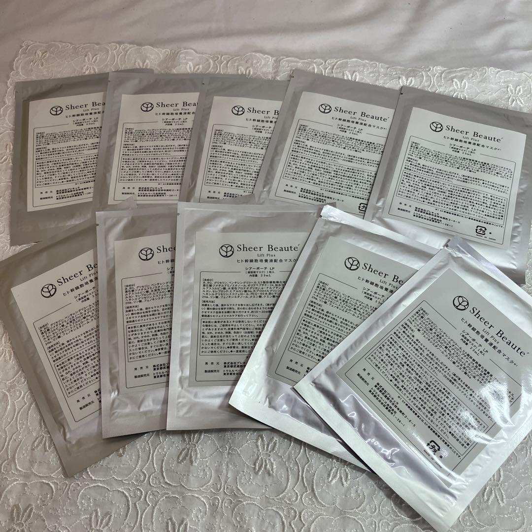 【Sr】　Sheer Beaute Lift Plus シートマスク 10枚 もこもこVC白泡マスク [毛穴洗浄シート付き] リッツ ホワイト 1回分