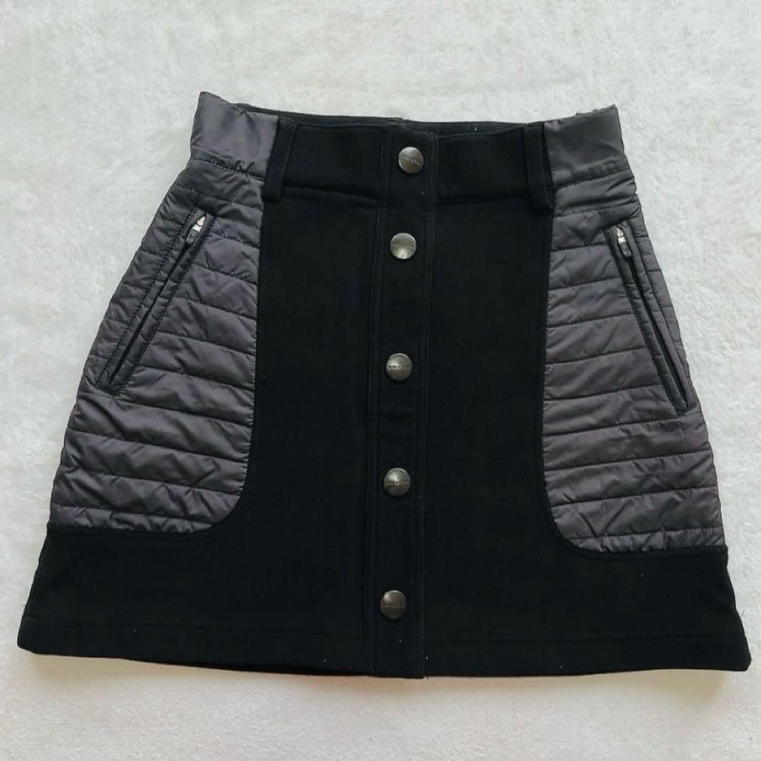 美品 マークアンドロナ ストレッチ コーデュロイ スカート 中綿 ブラック