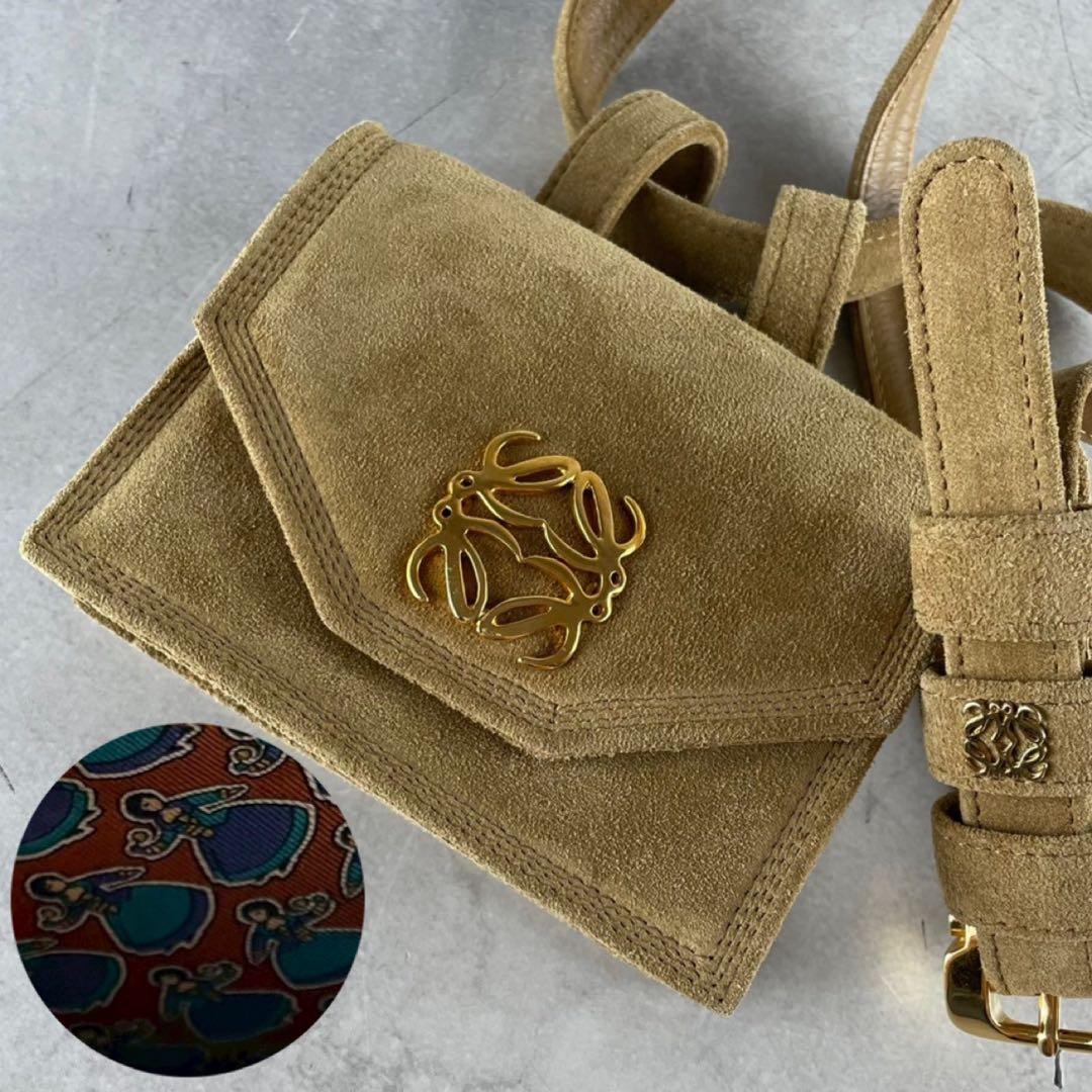 超希少 美品✨LOEWE 2wayミニウエストバッグ アナグラム スエード 総柄 超希少 美品✨LOEWE 2wayミニウエストバッグ アナグラム スエード 総柄