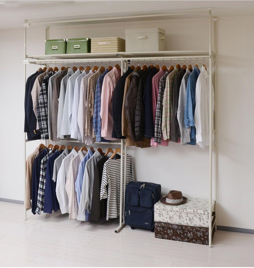 伸縮大容量 ハンガーラック 楽天市場】山崎実業 smart 伸縮収納力アップ2段ハンガー スマート