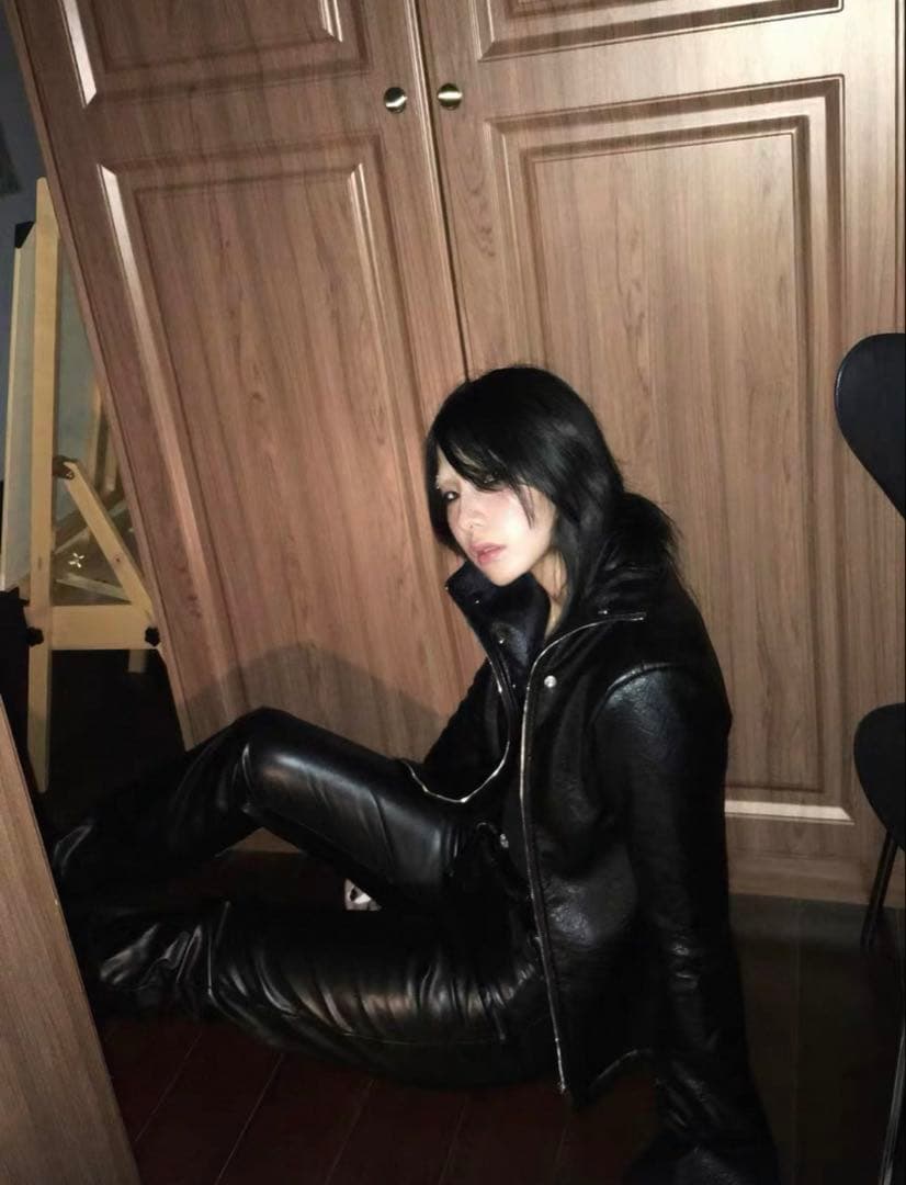 ハイネック黒レザージャケット y2k v系 opium - メルカリ