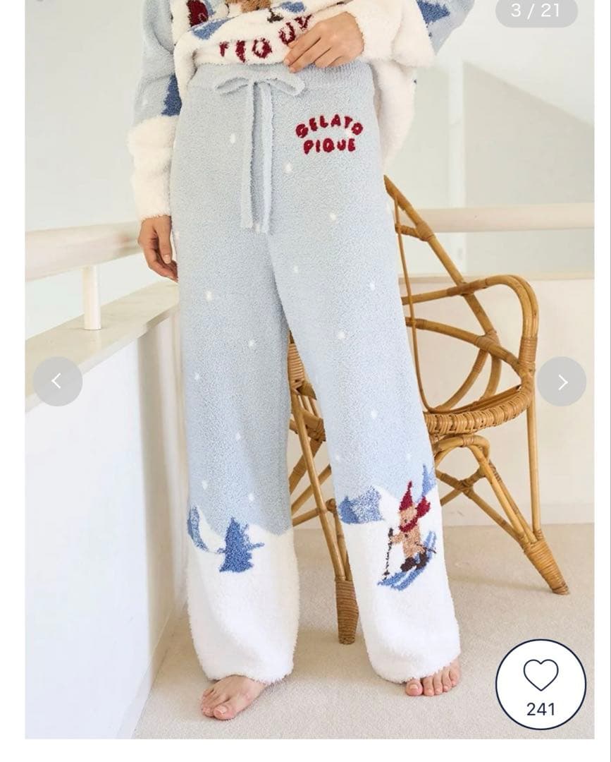 ジェラピケ ジェラートピケ スキーベア ロングパンツ ちゃんみな 着用 限定 HOLIDAY】スキーベアジャガードロングパンツ｜gelato pique ジェラート