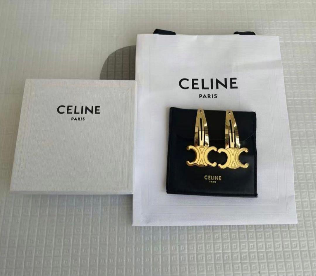 CELINE スナップ ヘアクリップ 2つセット CELINE】トリオンフ スナップヘアクリップ 2点セット (CELINE/ヘア