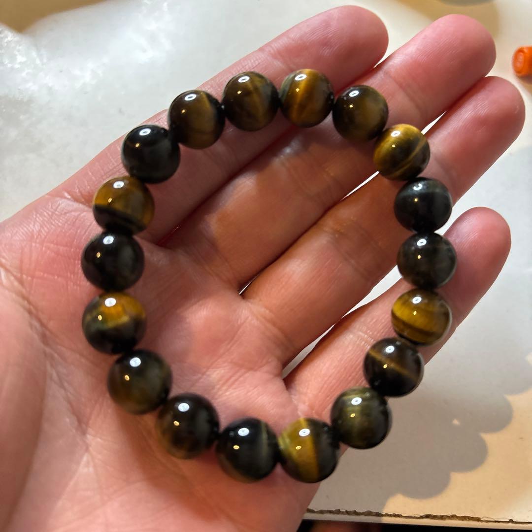 タイガーアイたんのブレスたん！綺麗！ タイガーアイ ブレスレット 約14mm ストレート - 念珠ドットコム