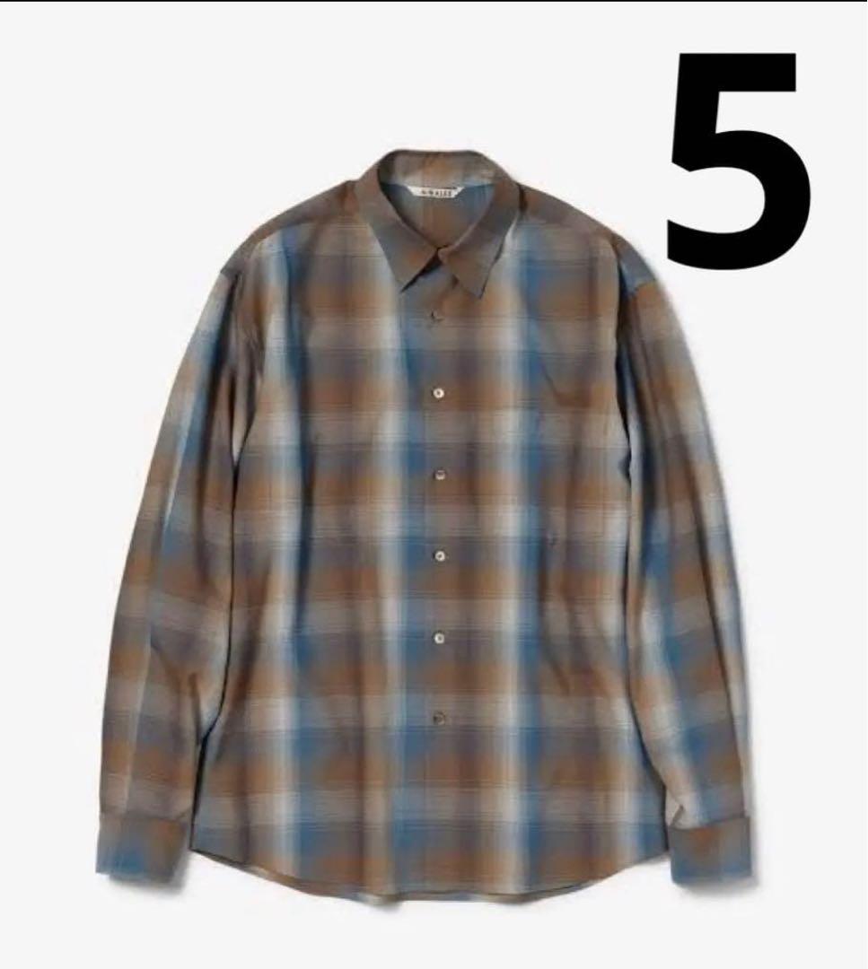 auralee wool check shirt 値下げ不可 Wool Check Shirt in Charcoal Grey